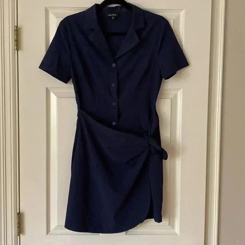Lea & Viola Self-Tie Button-Front Mini Dress